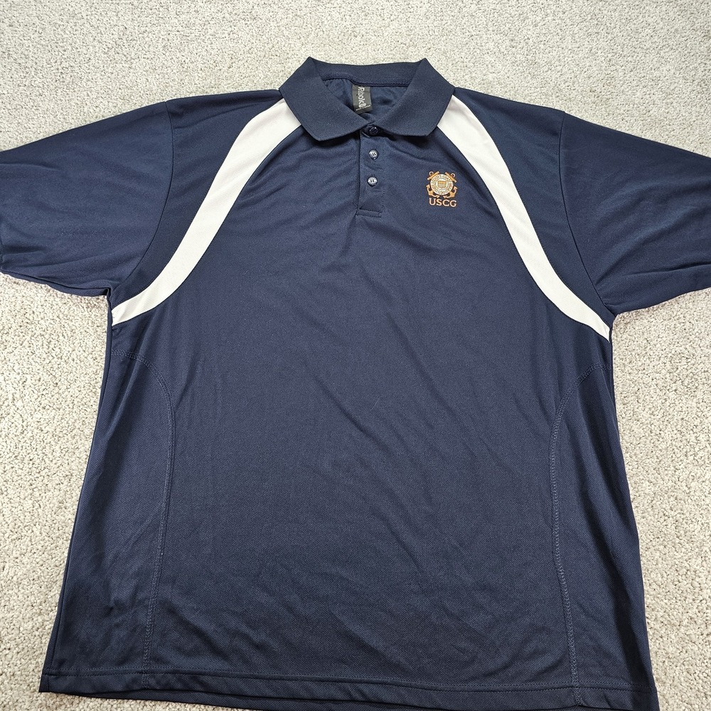 Reebok US Coast Guard Polo Shirt Size XL USCG Nautical Style Military Navy‎ Blue